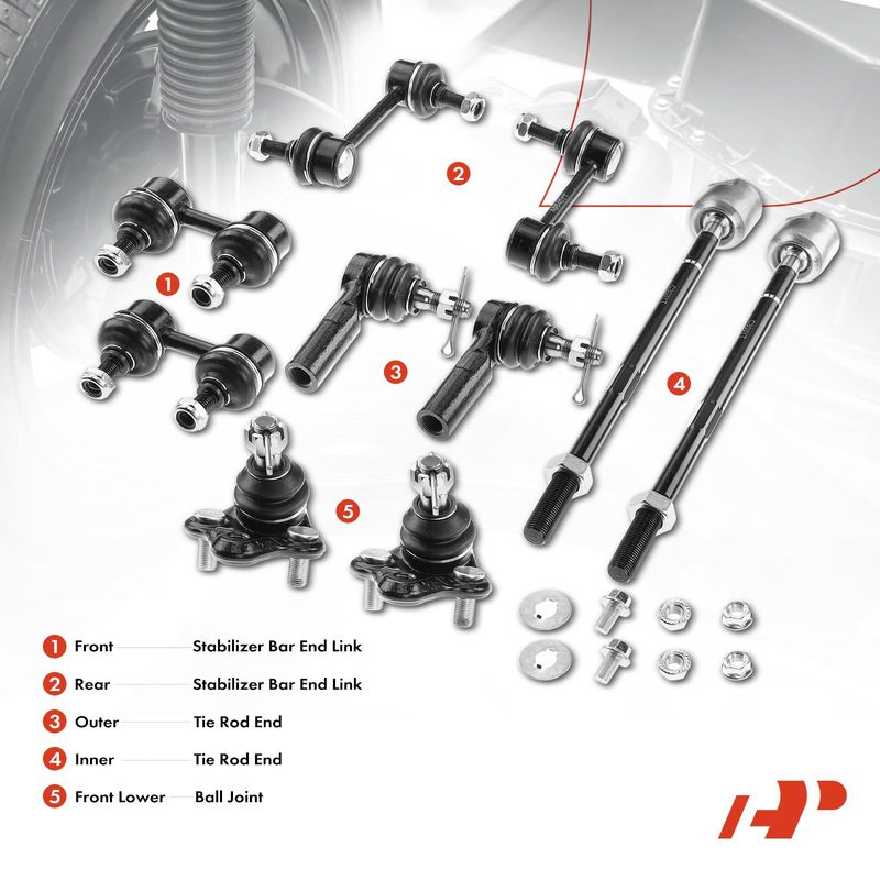 10x Front & Rear Stabilizer Bar Link Tie Rod End Ball Joint for Toyota Corolla