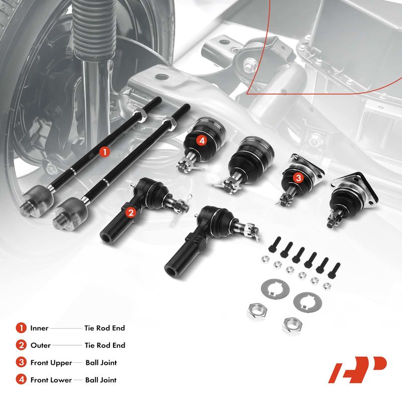 8x Inner & Outer Tie Rod Ends & Front Ball Joints for Chevrolet Camaro Pontiac