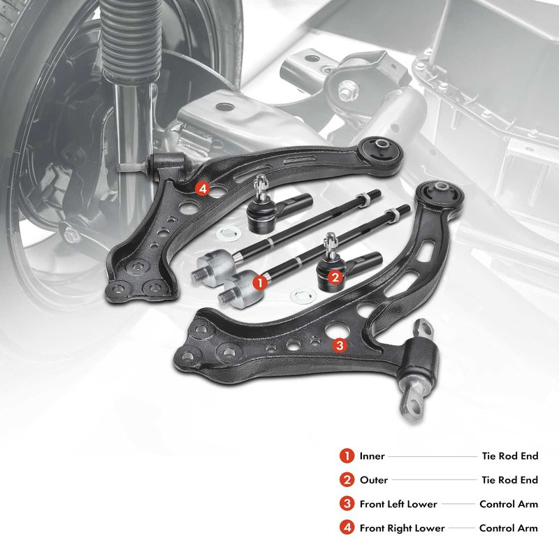 6x Front Lower Control Arm Tie Rod End for Toyota Camry 1997-2001 Avalon Lexus