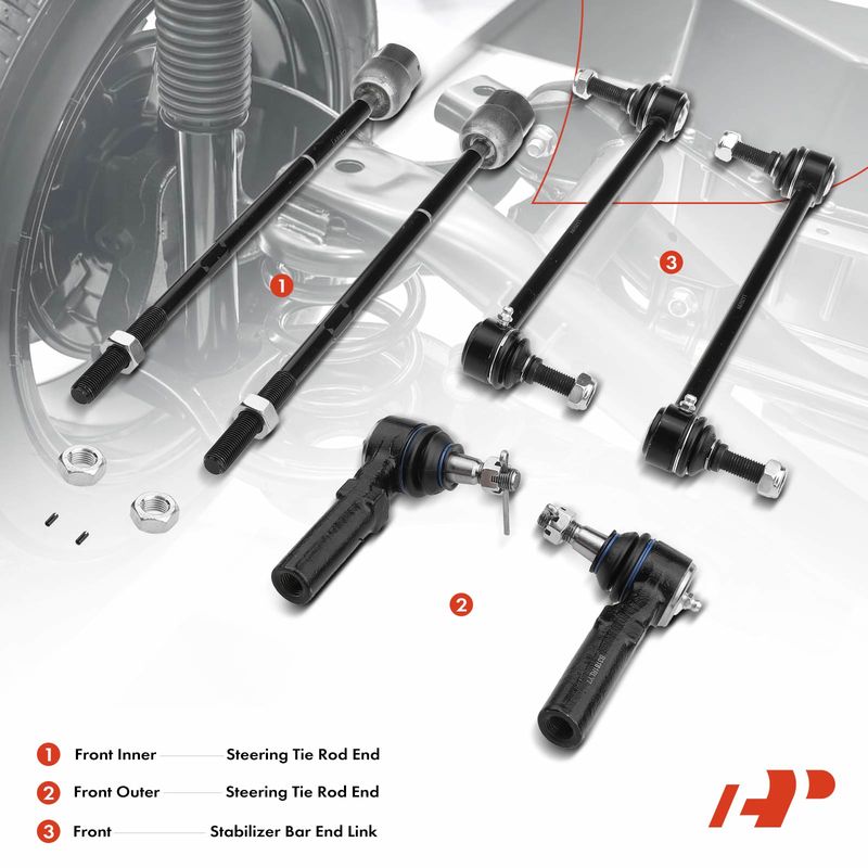 6x Front Stabilizer Bar End Link & Steering Tie Rod End for Ford Windstar 95-03