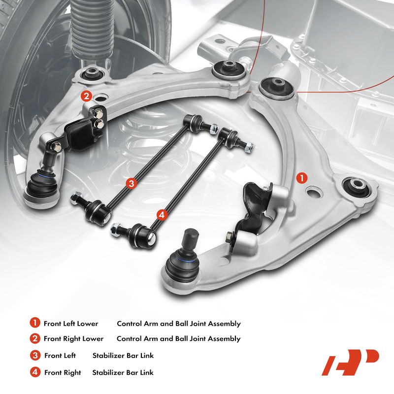 4x Front Lower Control Arm with Ball Joint Stabilizer Bar Link for Nissan Altima