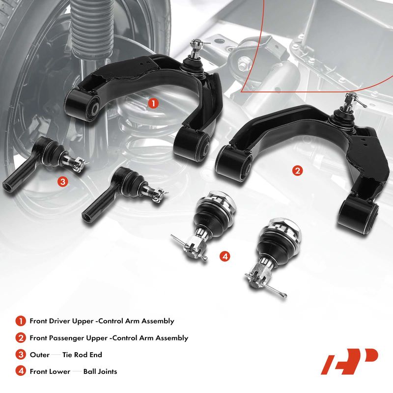 6x Front Control Arm & Outer Tie Rod for Nissan Frontier Xterra 2000-2004