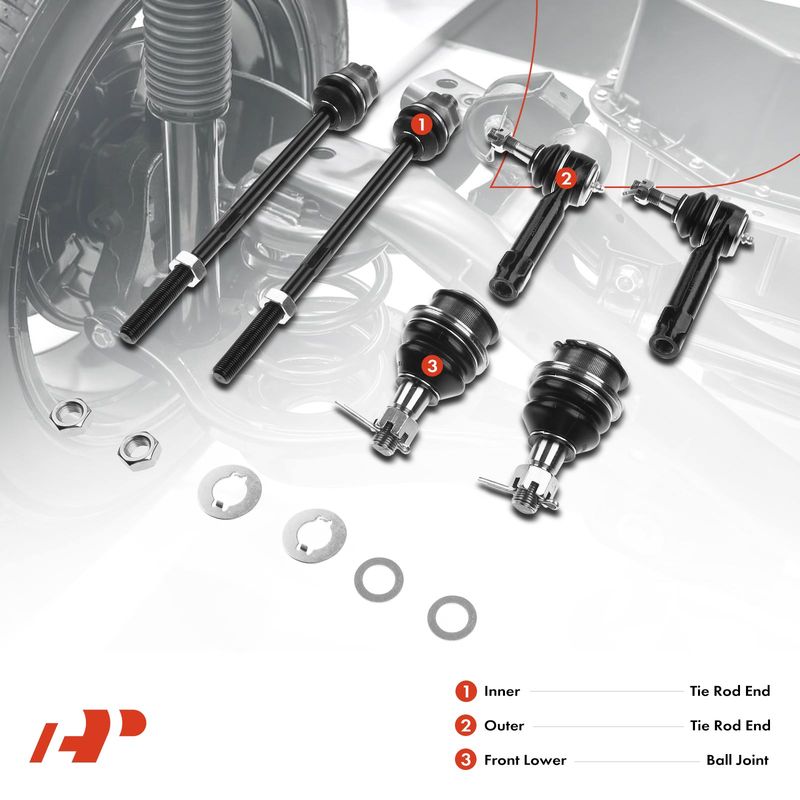 6x Inner & Outer Tie Rod End & Front Lower Ball Joint for Cadillac Chevry GMC
