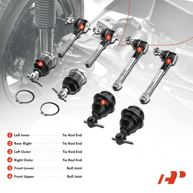 8x Inner & Outer Tie Rod End with Ball Joint for Ford F-150 1997-2003