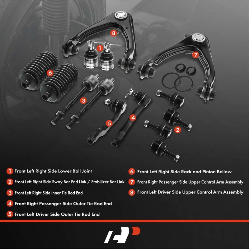 12x Front Control Arm with Ball Joint Sway Bar Tie Rod for Honda CR-V 97-01