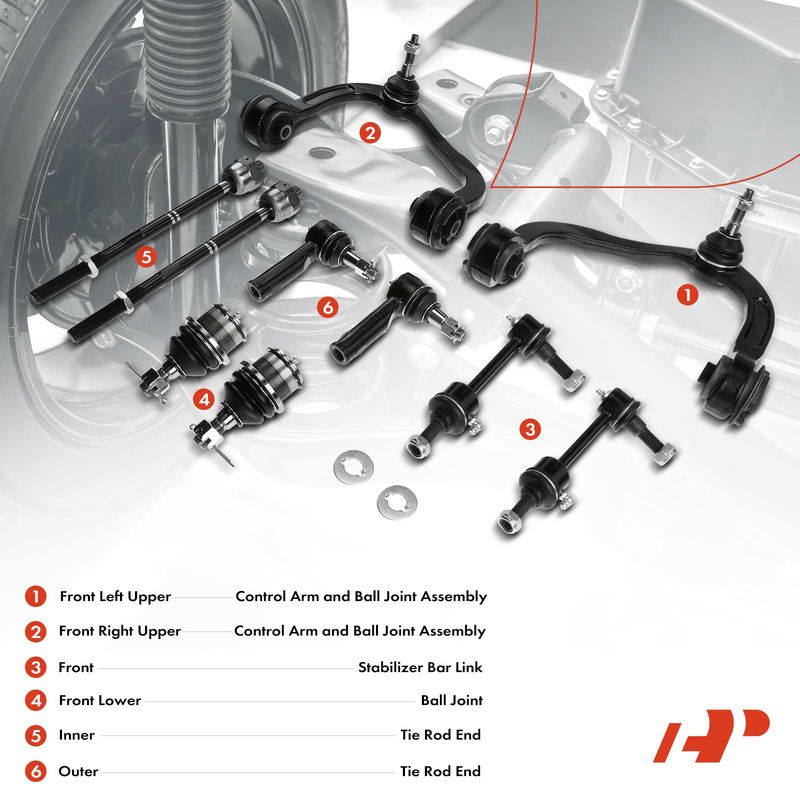 10x Front Control Arm with Ball Joint Sway Bar Link for Ford F-150 2004-2005 4WD