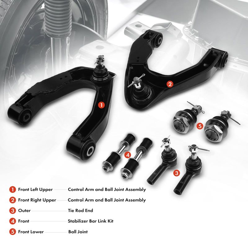8x Front Control Arm with Ball Joint Tie Rod End for Nissan Xterra 2000-2004