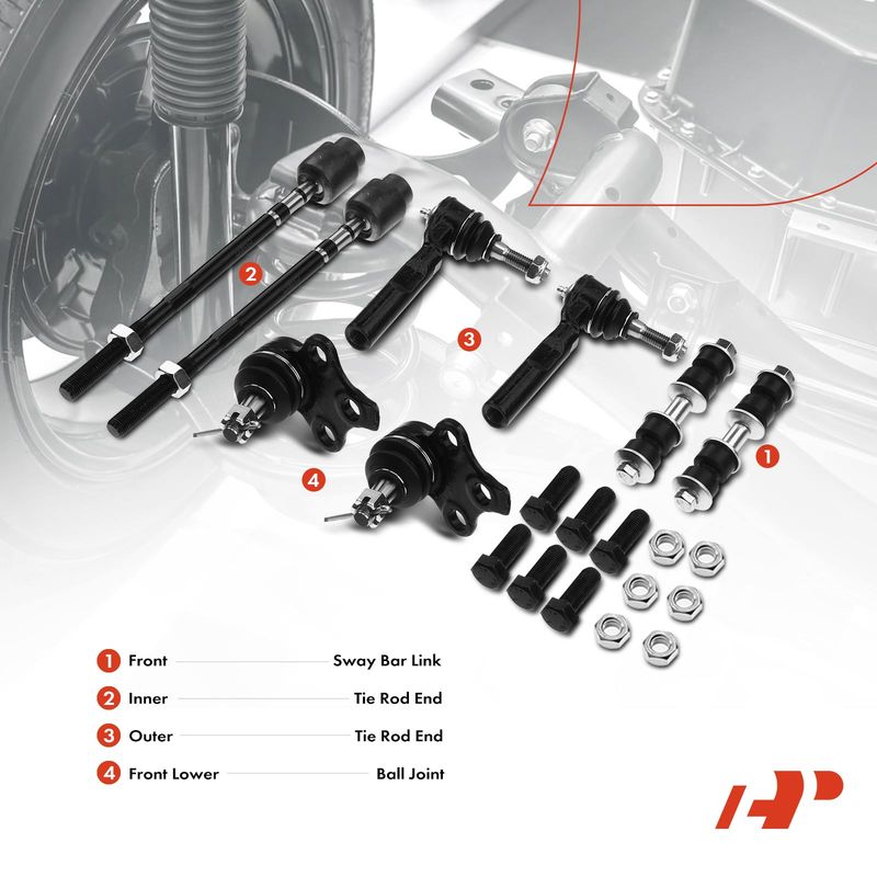 8x Front Sway Bar Link with Ball Joint Tie Rod End for Chevrolet Cavalier Pontiac