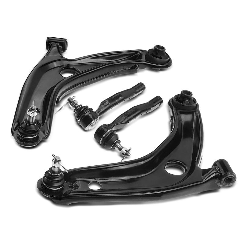 4x Front Control Arm with Ball Joint Outer Tie Rod End for Toyota Yaris 06-14