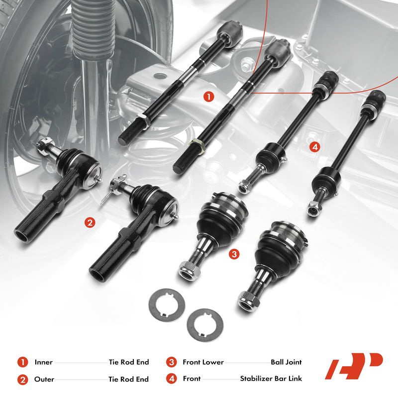 8x Front Stabilizer Bar Link Tie Rod End & Ball Joint Kit for Dodge Ram 1500 02-05