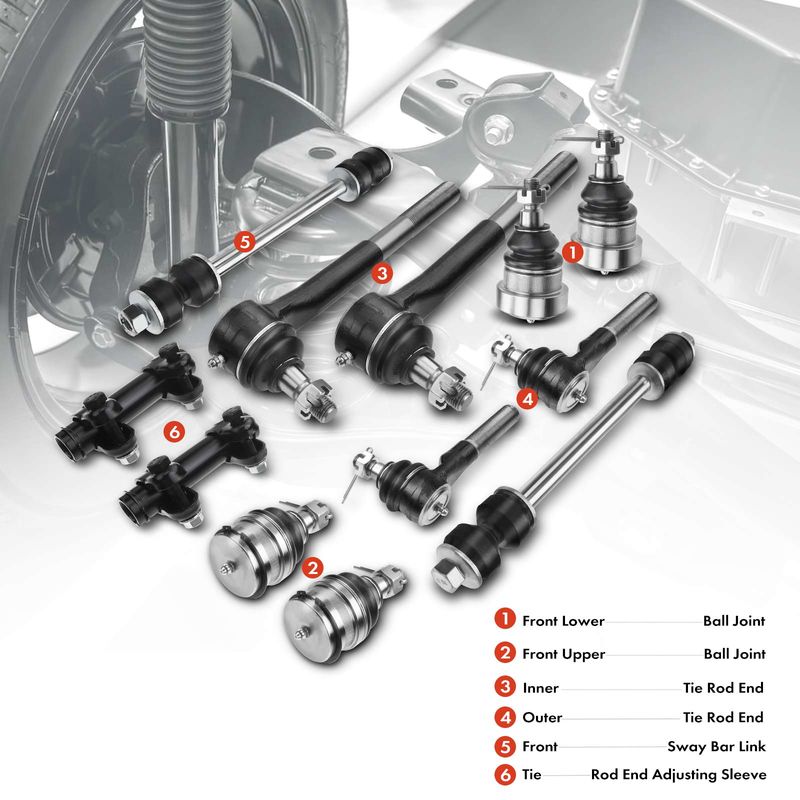 12x Front Sway Bar Link with Ball Joint Tie Rod End for Dodge Ram 1500 94-96 RWD