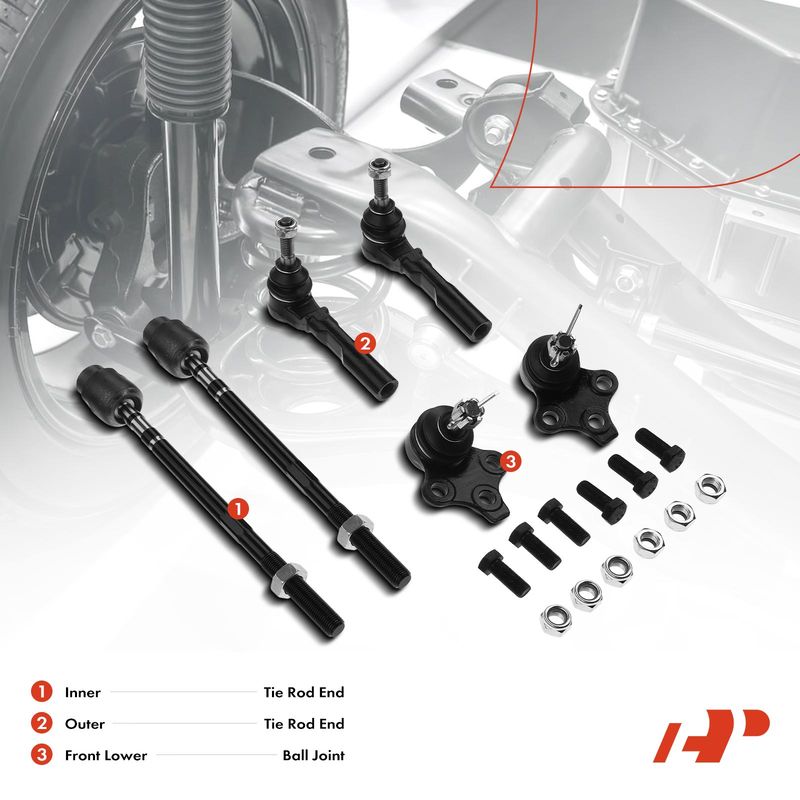 6x Inner & Outer Tie Rod End with Ball Joint Kit for Chevy Cavalier Pontiac