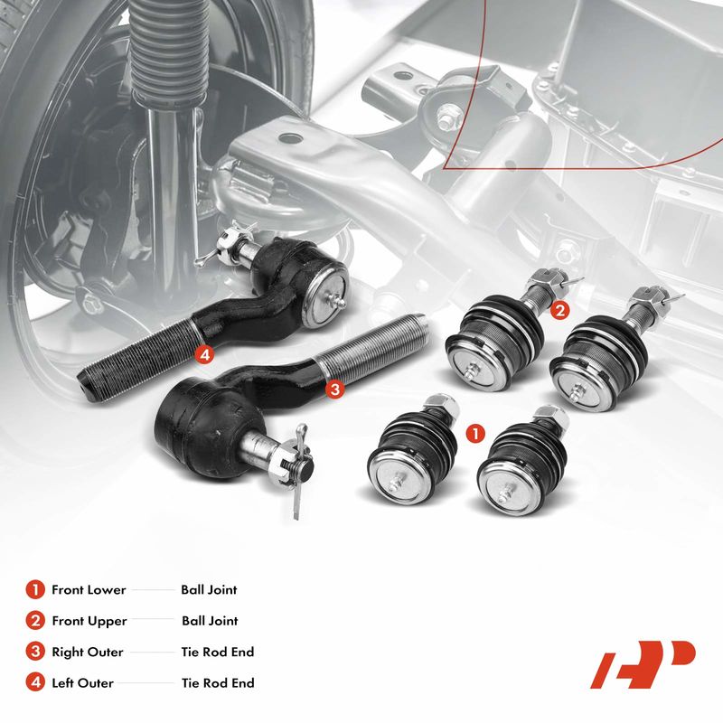 6x Front Tie Rod End & Ball Joint for Ford F-250 1985-1994 4WD
