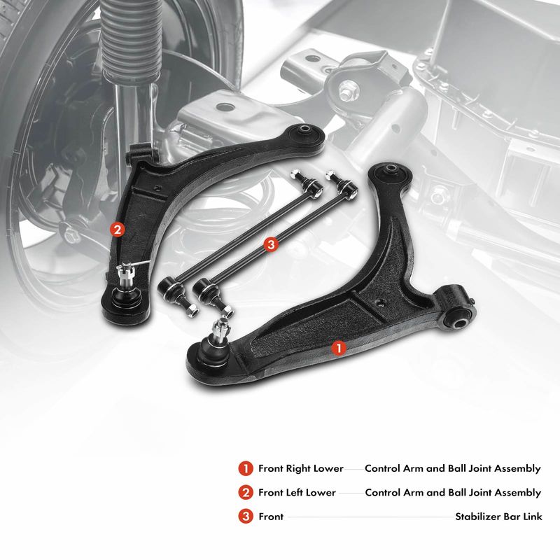 4x Front Lower Control Arm with Ball Joint Sway Bar Link for Honda Ridgeline