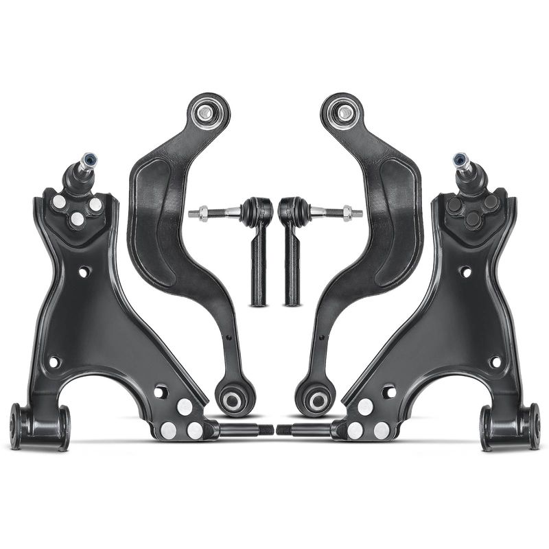 6x Front Lower & Rear Upper Control Arms Tie Rod End for Buick Enclave Chevy GMC