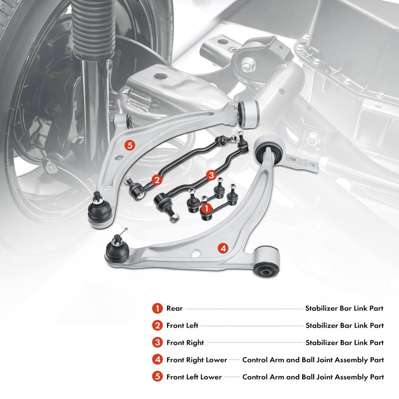 6x Front & Rear Control Arm with Ball Joint Stabilizer Bar Link for Nissan Altima