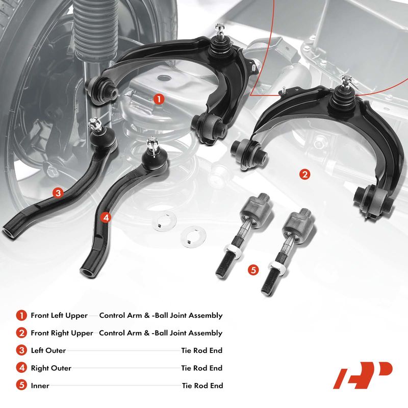 6x Front Upper Control Arm & Tie Rod End for Honda Accord 2003-2007 TSX 2.4L