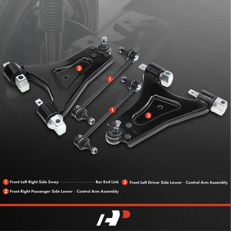 4x Front Control Arm with Ball Joint Stabilizer Bar Link for Ford Mercury Cougar