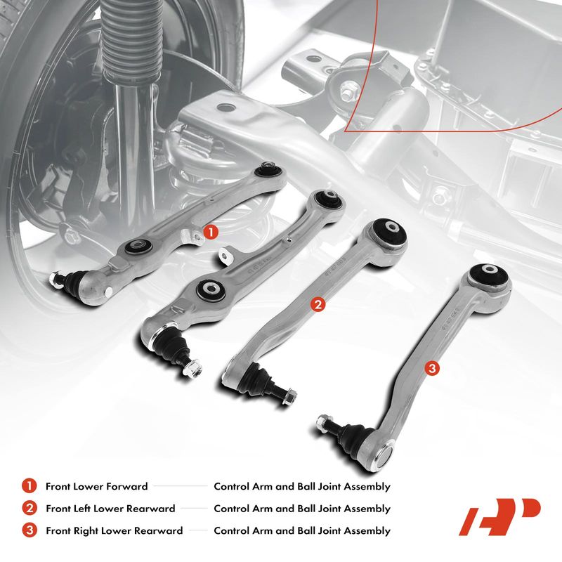 4x Front Lower Forward & Rearward Control Arm with Ball Joint for Audi A6 Quattro