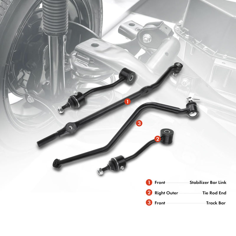 4x Front Stabilizer Bar Link Right Outer Tie Rod End Track Bar for Jeep Wrangler