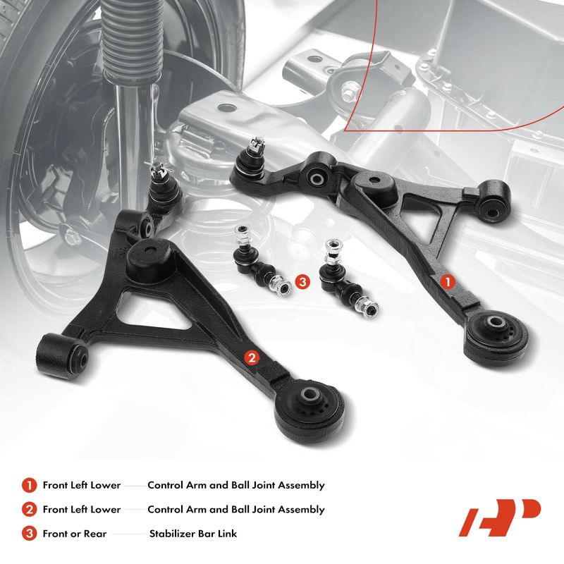 4x Front Control Arm with Ball Joints Stabilizer Bar Link for Chrysler Dodge