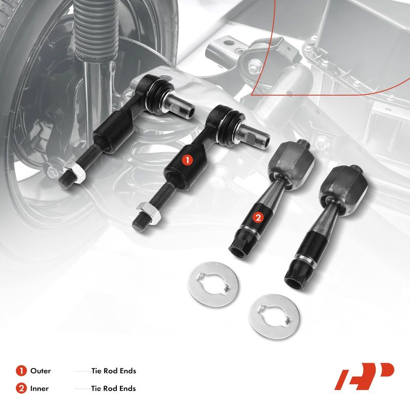 4x Inner & Outer Tie Rod End for Audi A4 A4 Quattro A8 Quattro Volkswagen Passat