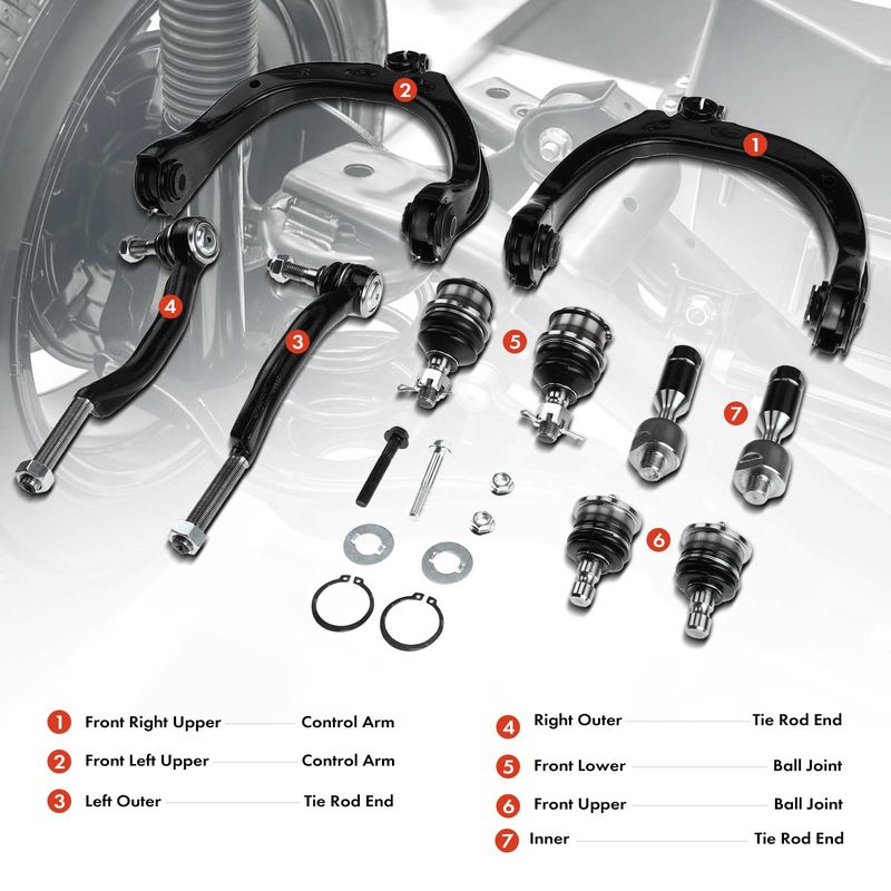 10x Front Control Arm with Ball Joint Tie Rod End for Chevy GMC Buick Isuzu Olds