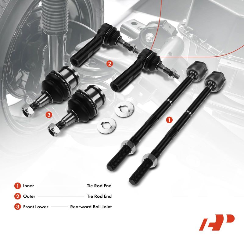 6x Inner & Outer Tie Rod End Front Lower Rearward Ball Joint for Chrysler Dodge
