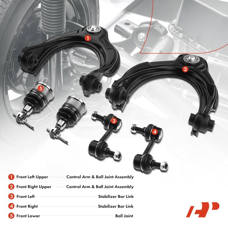 6x Front Upper Control Arm with Ball Joints Sway bar link for Honda Accord Acura