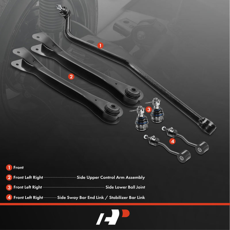 7x Front Control Arm & Ball Joint Assembly Sway Bar Link for Jeep TJ Wrangler 4WD
