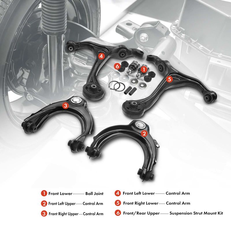 8x Front Lower & Upper Control Arm & Ball Joint for Acura TSX 04-08 Honda Accord
