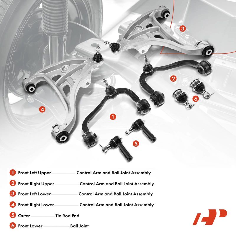 8x Front Control Arm with Ball Joints Outer Tie Rod End for Ford F-150 Lincoln