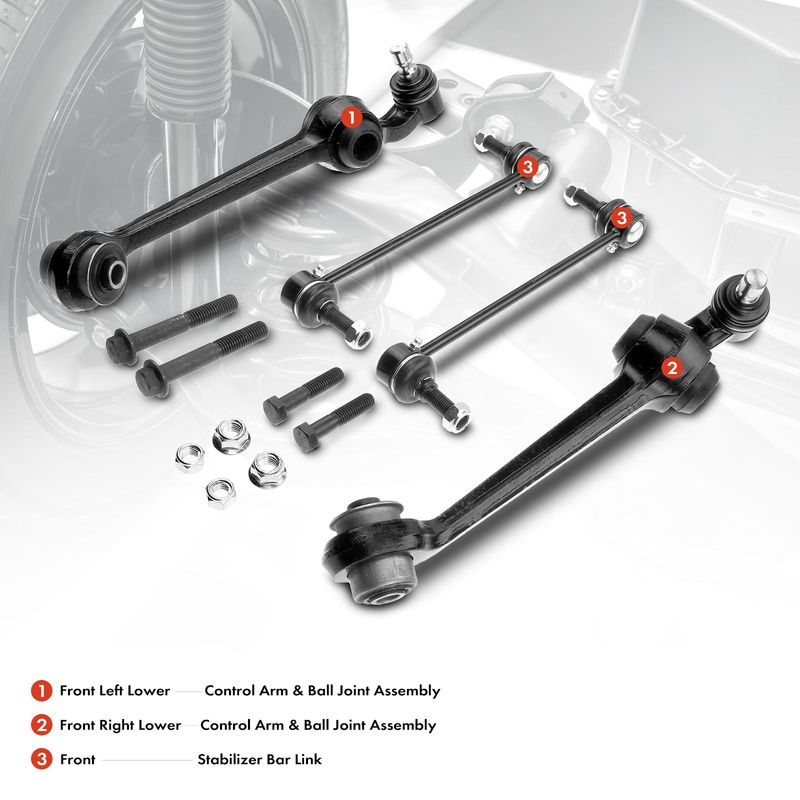 4x Front Control Arm with Ball Joints Stabilizer Bar Link for Dodge Intrepid