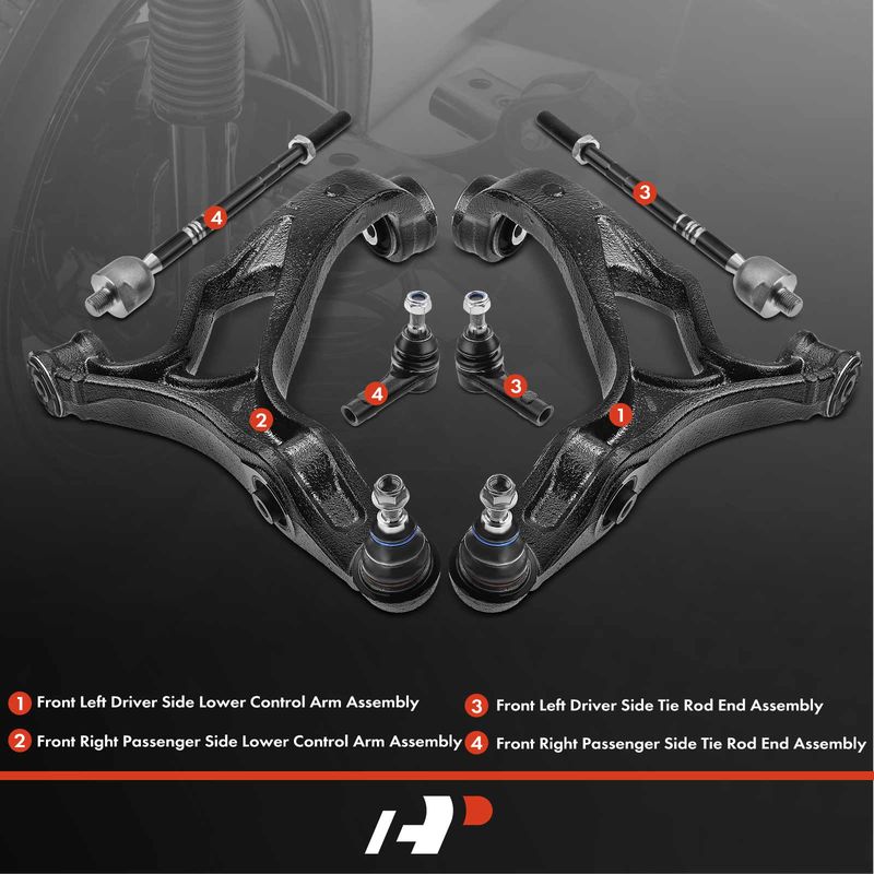 4x Front Lower Control Arm Ball Joint Tie Rod End for Porsche Cayenne VW Touareg