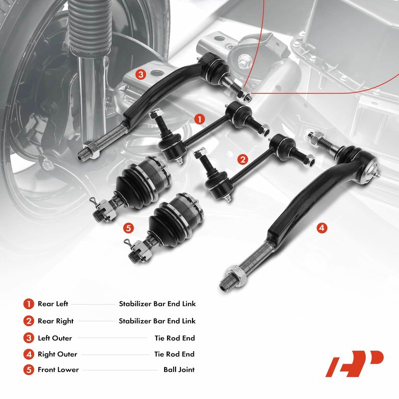 6x Front & Rear Sway Bar End Link & Tie Rod End for Buick Rainier GMC Isuzu Saab