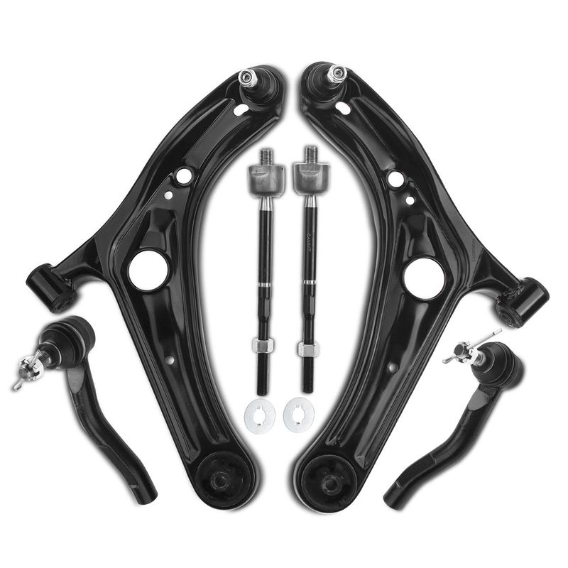 6x Front Lower Control Arm and Tie Rod End for Toyota Echo 2004-2005 L4 1.5L