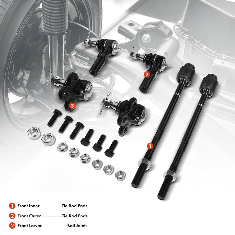 6x Front Inner & Outer Tie Rod Ends with Ball Joints for Cadillac Deville