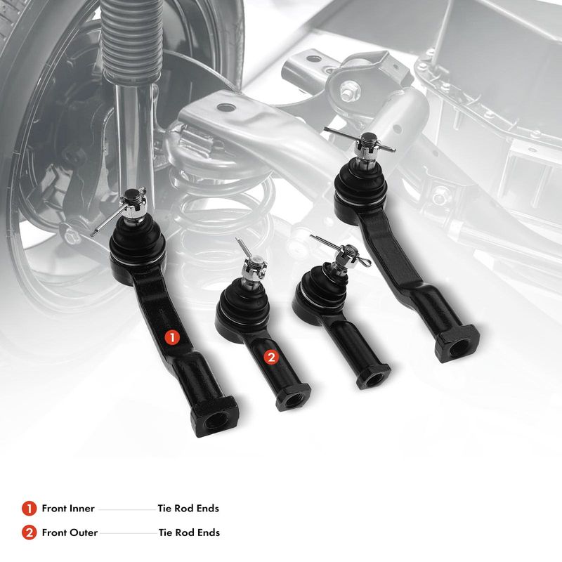 4x Front Inner & Outer Tie Rod Ends for Mazda B2000 1987 B2200 B2600 1987-1993