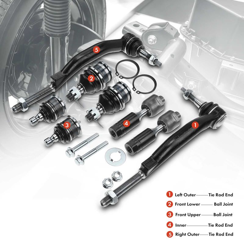 8x Front Tie Rod End & Ball Joint for Chevrolet Trailblazer GMC Envoy Olds 2002