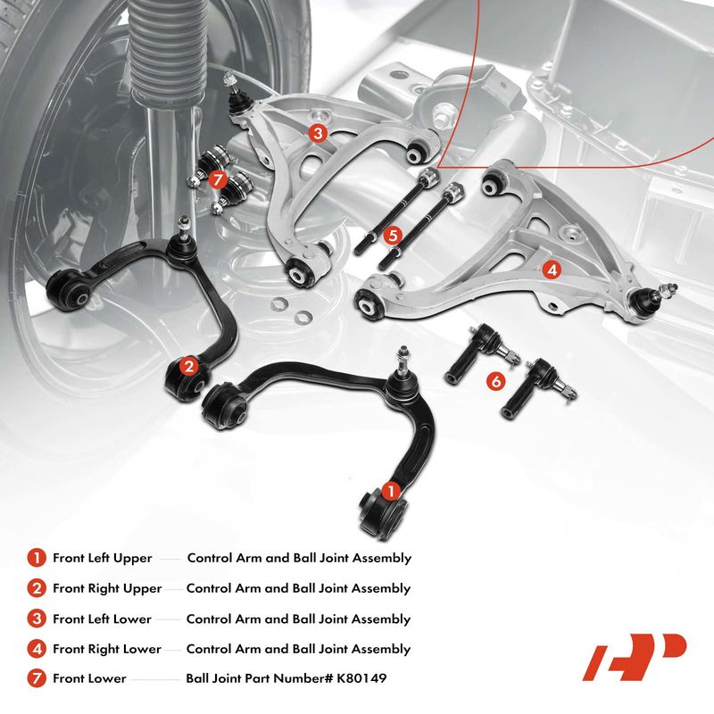 10x Front Control Arm with Ball Joints Tie Rod End for Ford F-150 2004-2006 4WD