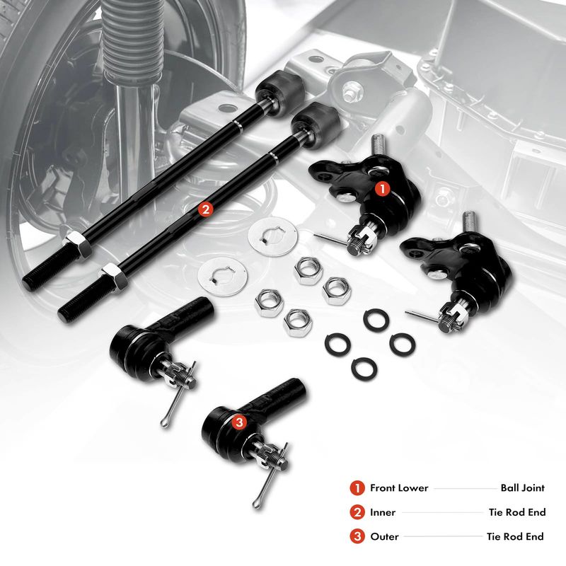 6x Inner & Outer Tie Rod End with Ball Joint for Toyota Corolla Geo Prizm 93-95