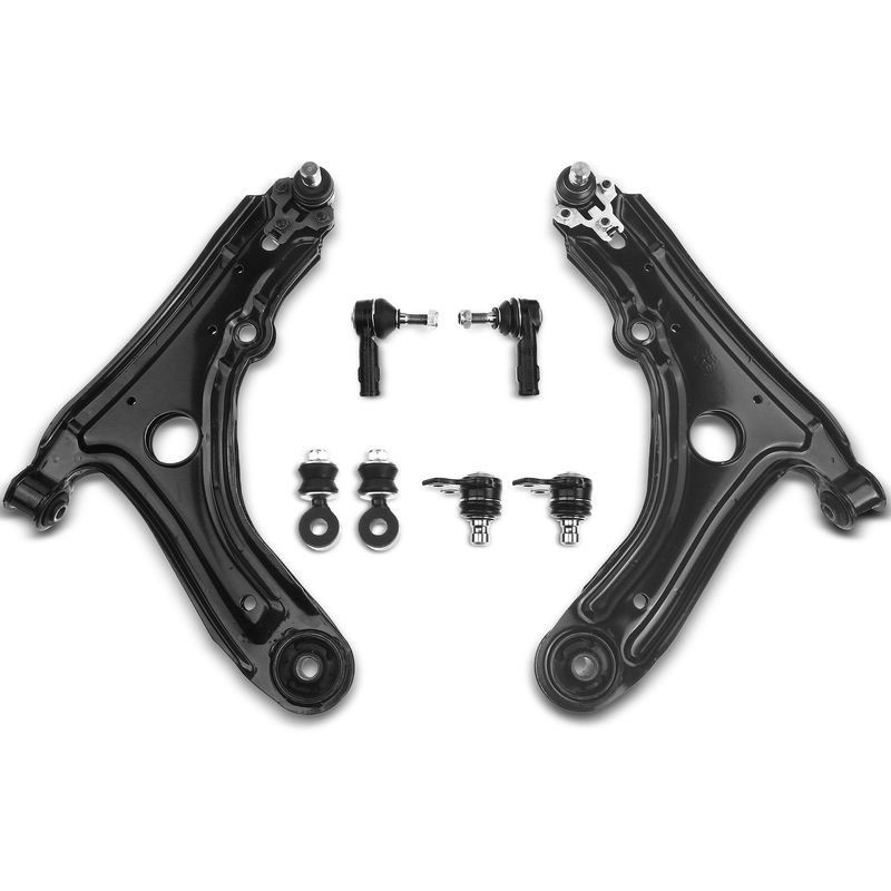 8x Front Control Arm with Ball Joint Tie Rod End Link Kit for VW Cabrio Golf