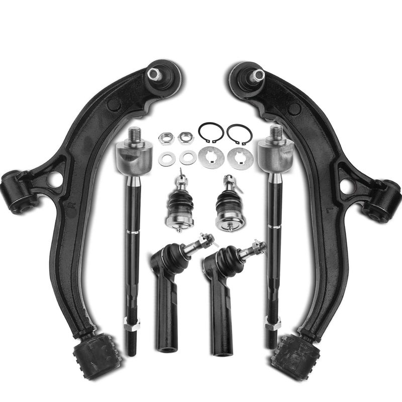 8x Front Control Arm with Ball Joint & Tie Rod End for Chrysler Town & Country