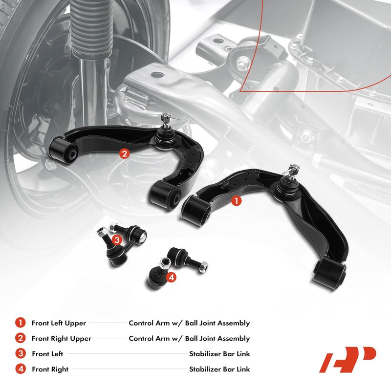 4x Front Upper Control Arm with Ball Joint Stabilizer Bar Link for Nissan Xterra