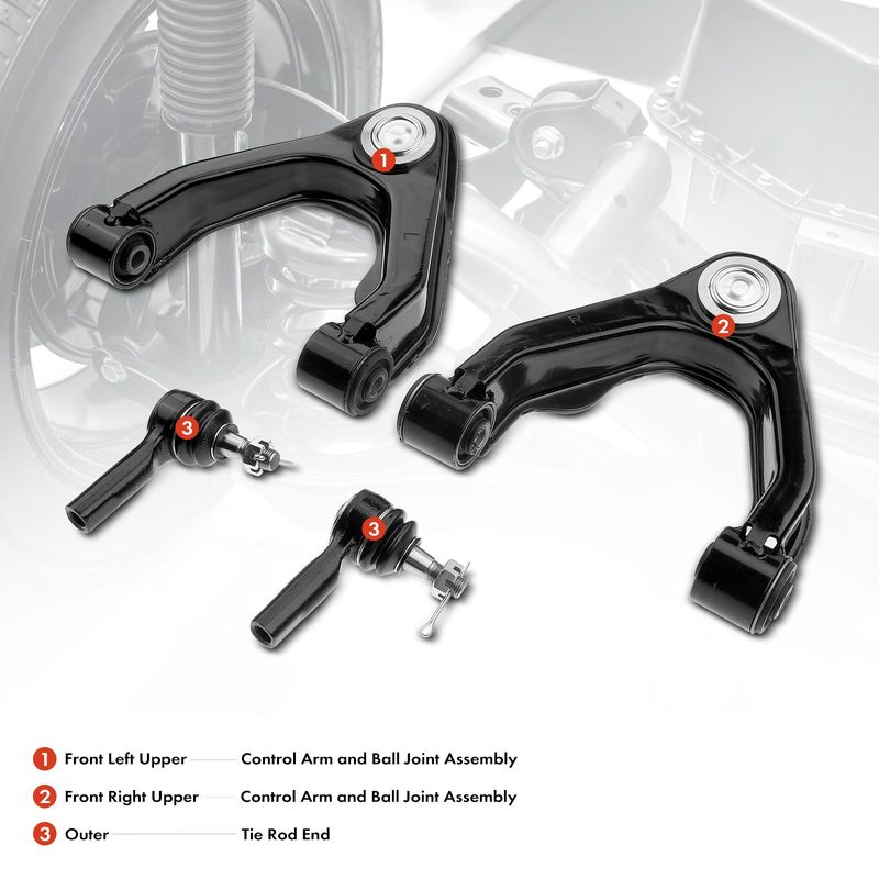4x Front Control Arm with Ball Joint Tie Rod End for Nissan Frontier 98-04 Xterra