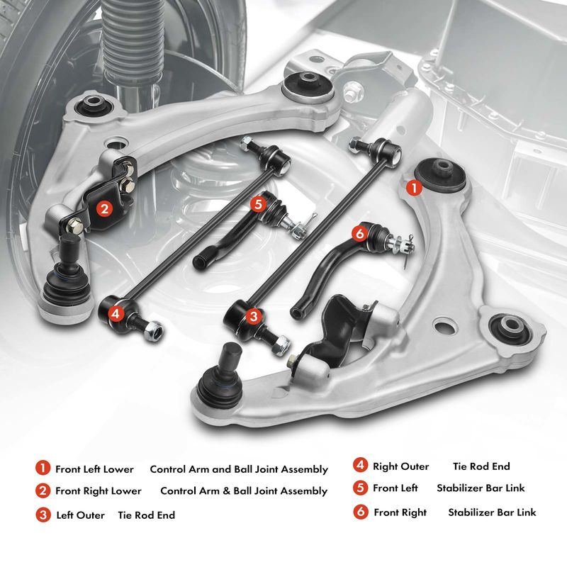 6x Front Control Arm with Ball Joint Stabilizer Bar Link for Nissan Altima 07-13