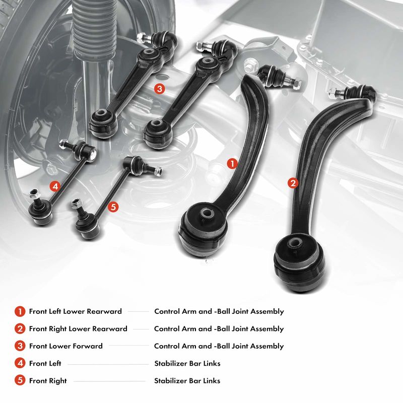 6x Front Control Arm with Ball Joint for Ford Fusion Lincoln MKZ Mazda 6 Mercury