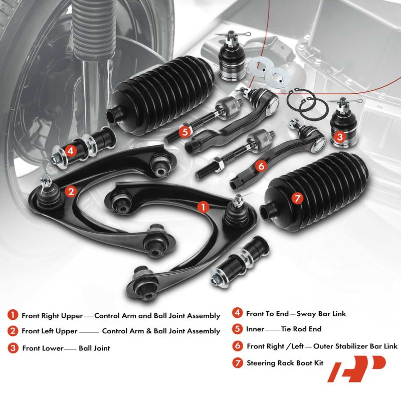 12x Front Control Arm with Ball Joint Sway Bar Link for Honda Civic 1996-2000