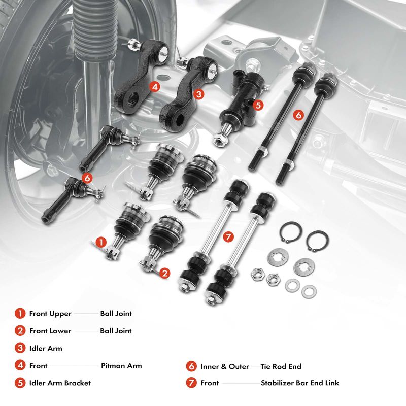 13x Front Stabilizer Bar End Link & Tie Rod End Ball Joint for GMC Sierra 1500