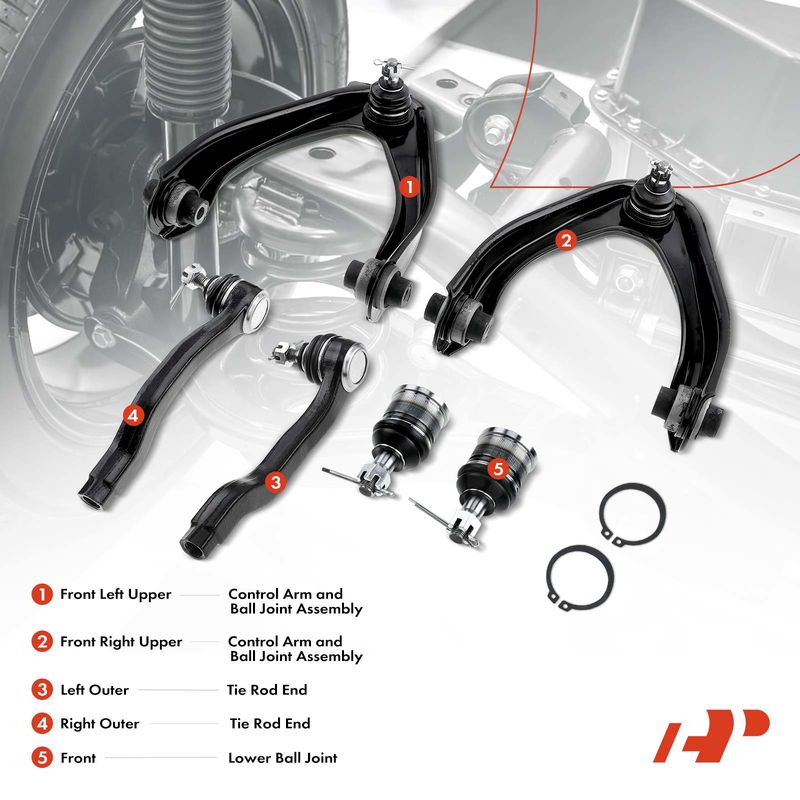 6x Front Upper Control Arm with Ball Joint Tie Rod End for Honda CR-V 1997-2001